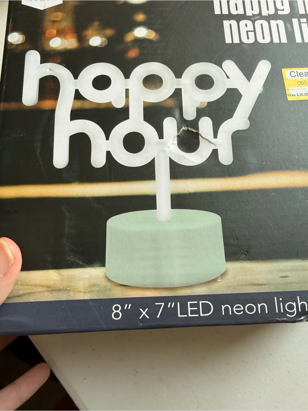 Happy Hour Neon LED Light USB/Battery Powered 7”x 8” Tabletop Design Party Zone
